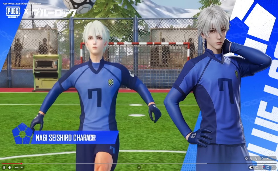 PUBG Mobile x Blue Lock Nagi Seishiro character skin showcase