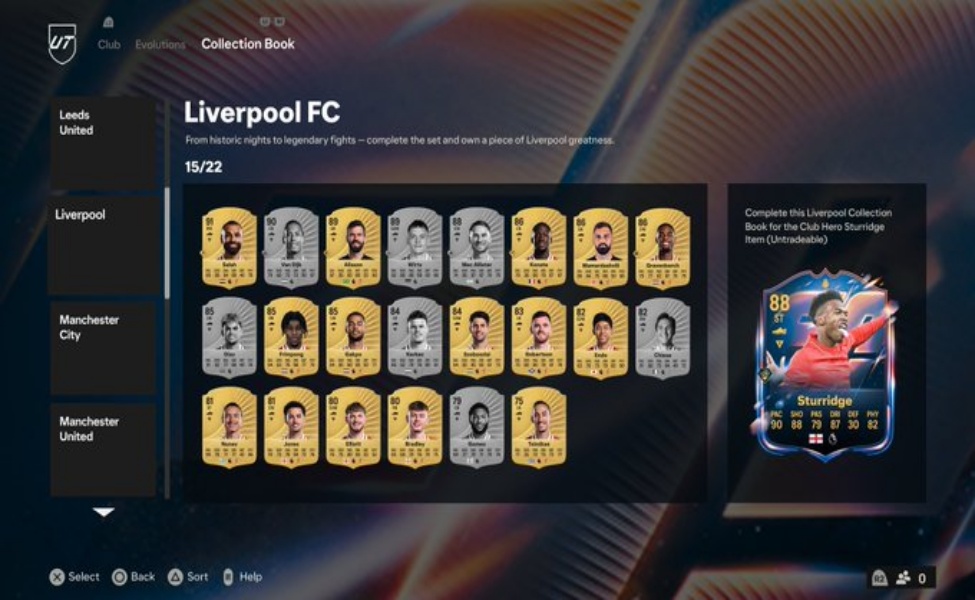EA Sports FC Ultimate Team Liverpool FC Collection Book screen