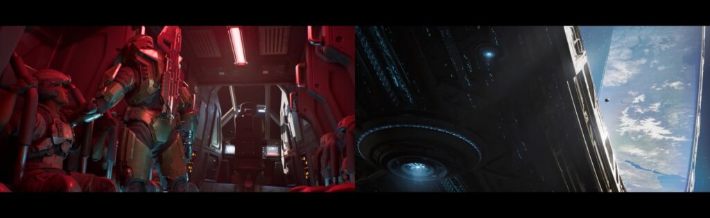 Halo campaign trailer showing armored soldiers and space station