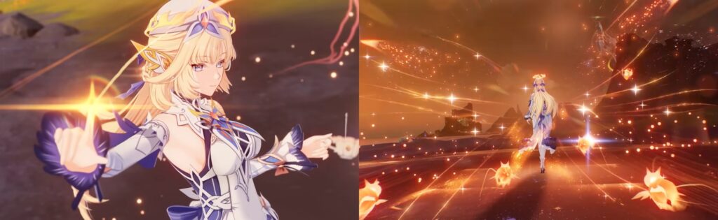Nicole Genshin Impact character casting magic in combat
