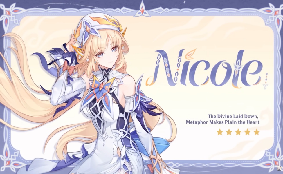 Nicole character reveal card from Genshin Impact Luna VII