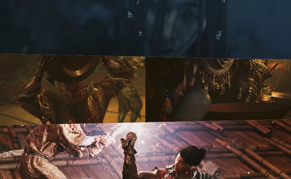 Onimusha Way of the Sword trailer scenes showing demon enemies and combat