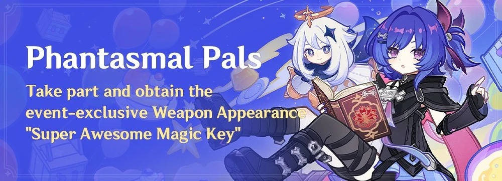 Phantasmal Pals event banner featuring two Genshin Impact characters