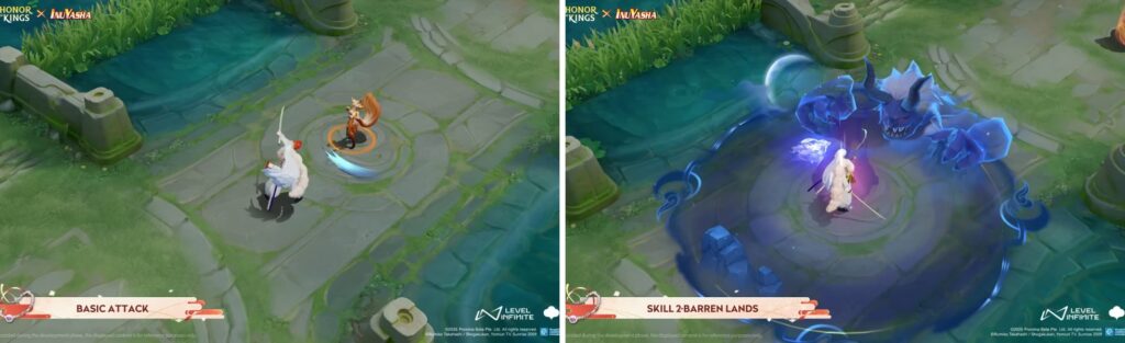 HoK Inuyasha Sima Yi Sesshomaru basic attack and Skill 2 Barren Lands gameplay