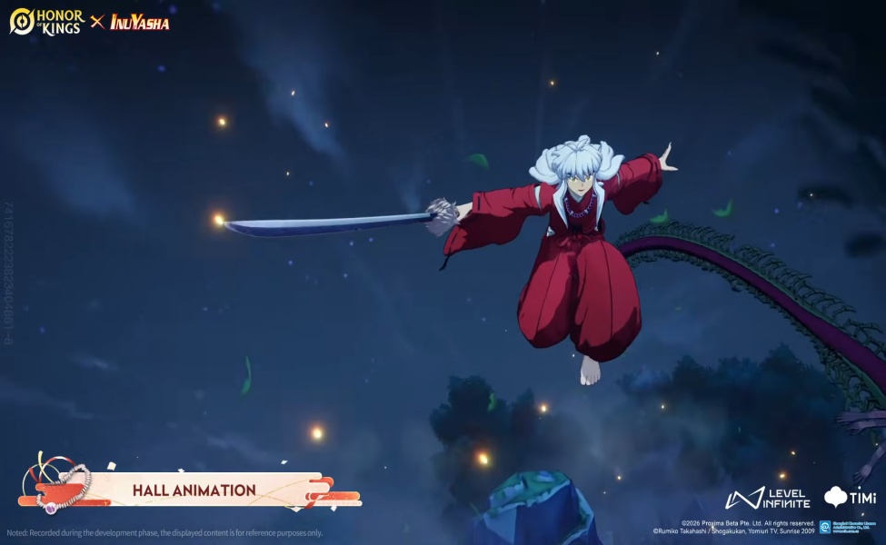 HoK Inuyasha skin hall animation with Tessaiga drawn mid-air