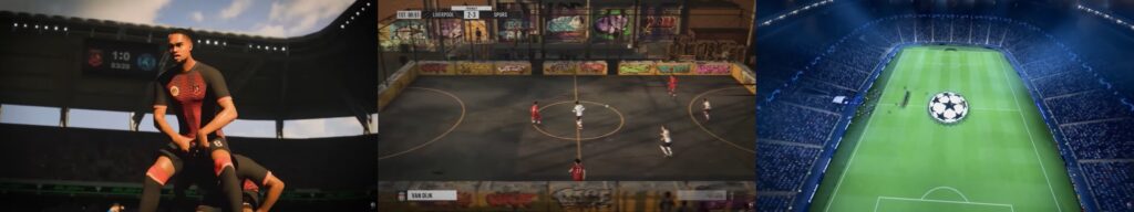 EA Sports FC 27 unofficial gameplay leak showing stadium and futsal modes