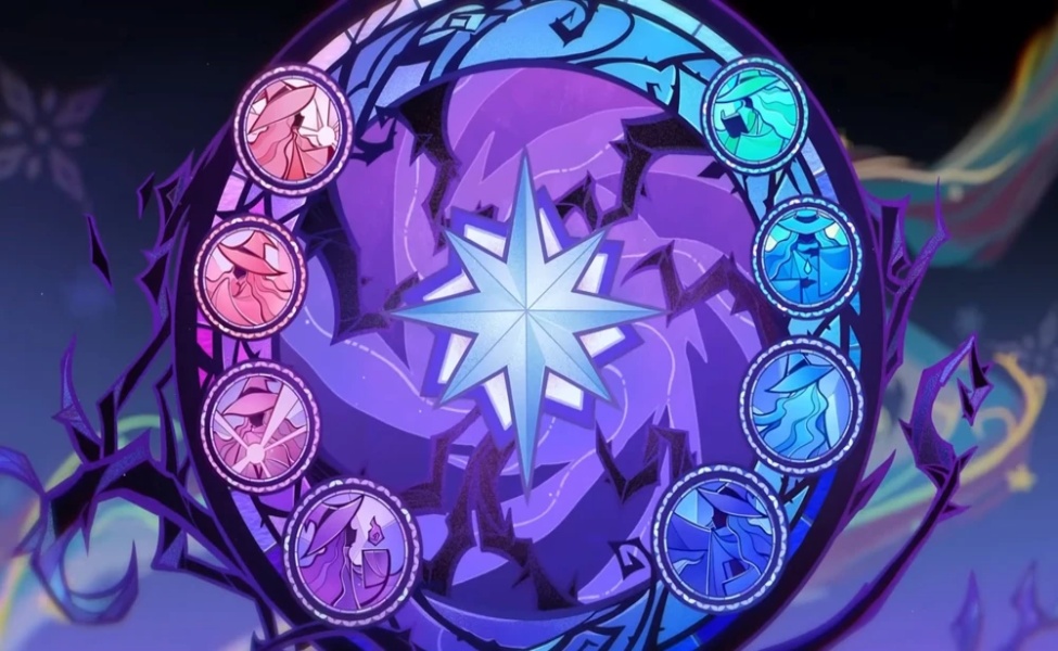 Genshin Impact Hexenzirkel circular emblem with eight witch medallions