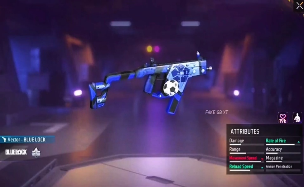 Vector Blue Lock skin in Free Fire with soccer ball decoration
