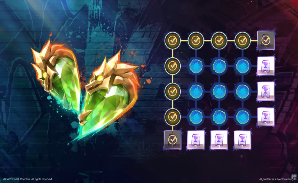 MLBB x Street Fighter 6 Crest draw event progress grid with Diamonds