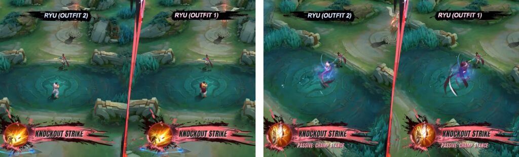 Paquito as Ryu Outfit 1 and 2 comparison in MLBB gameplay