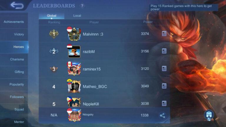 cara menjadi top global ml