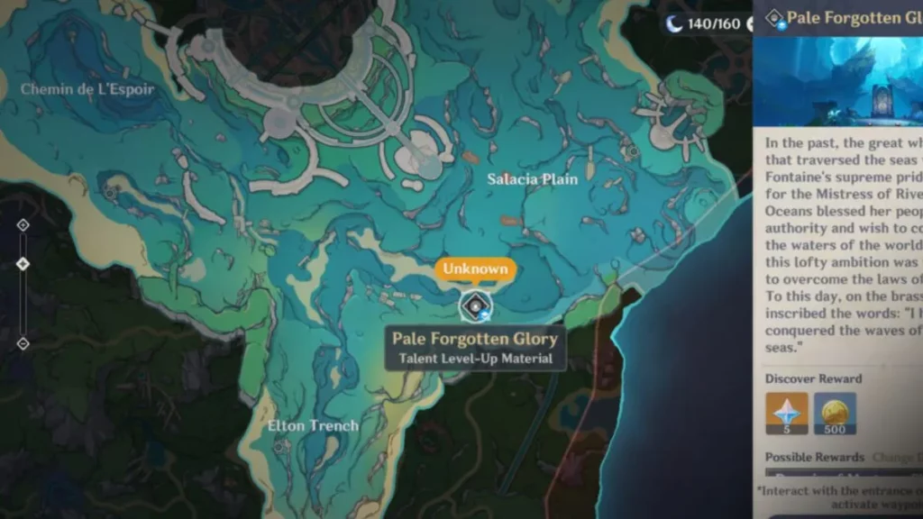 Pale Forgotten Glory terletak di timur laut Poisson