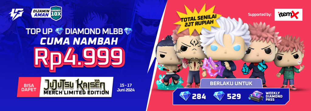 Topup Diamond MLBB Tambah Rp4,999 Bisa Dapet Merchandise Jujutsu Kaisen Gratis!