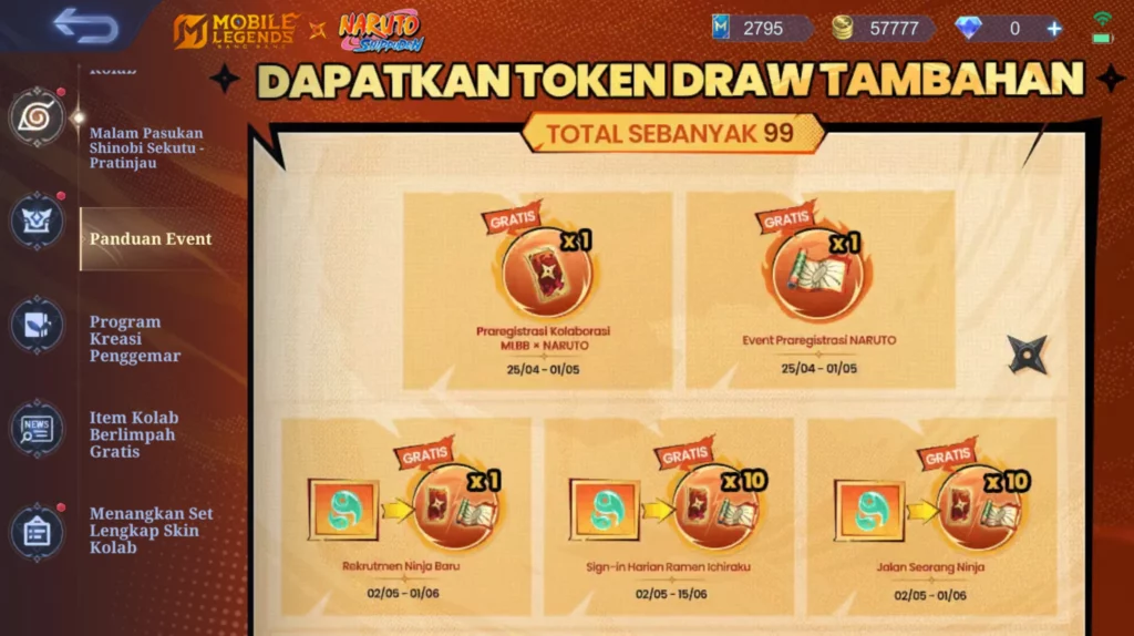 cara tambah token naruto MLBB