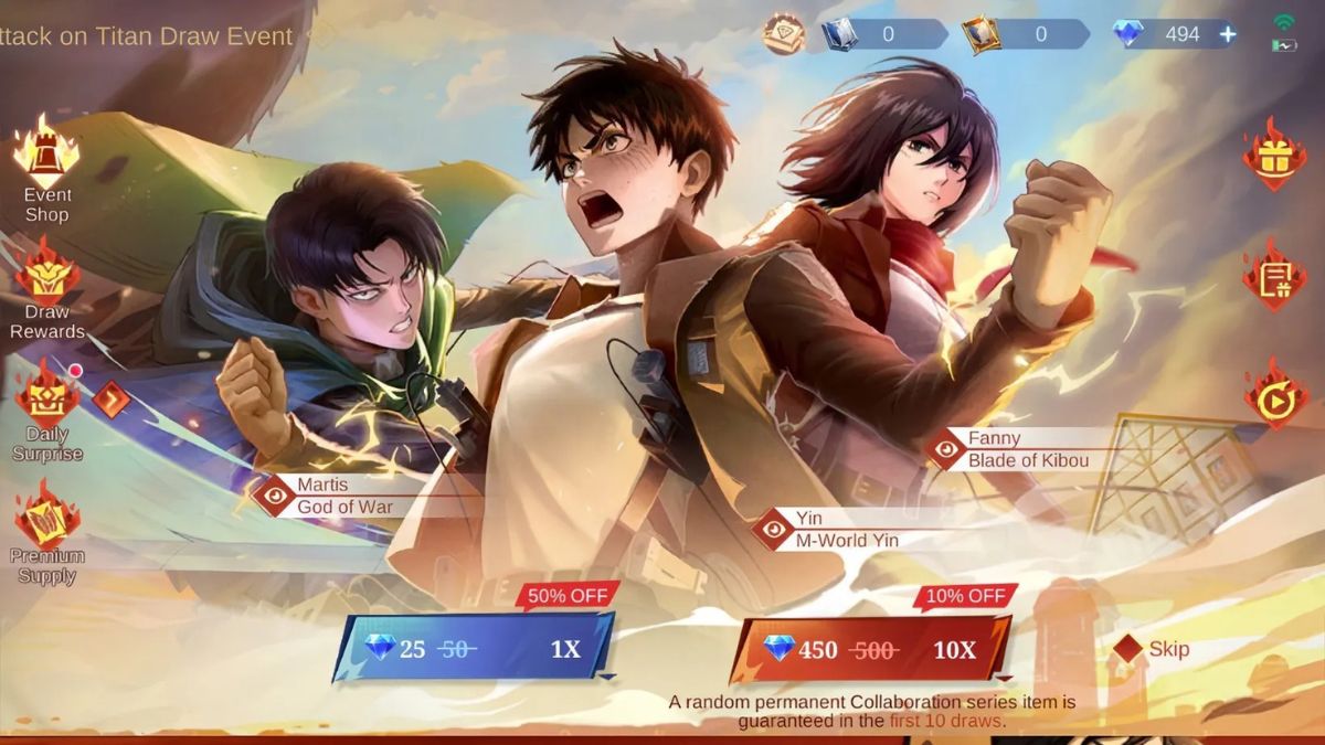 MLBB x AOT Phase 1 2025: Jadwal, Update Terbaru, dan Perkiraan Diamond - Blog Lapakgaming