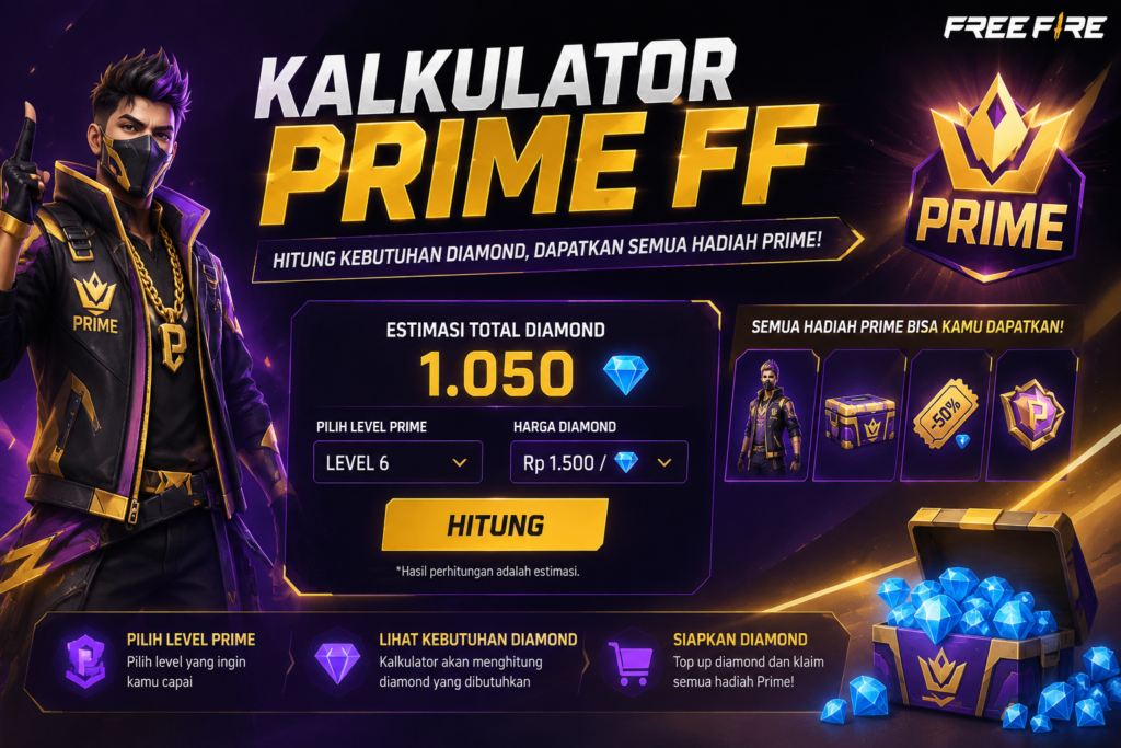 Kalkulator Prime FF: Cara Cek Level dan Biaya Top Up