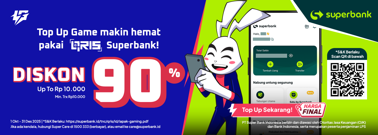 Diskon 90% s.d 10rb pakai QRIS Superbank! - Blog Lapakgaming