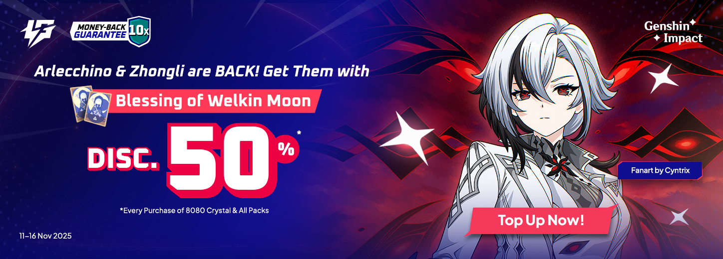 [MY] GI Zhongli Arlecchino up to 50%